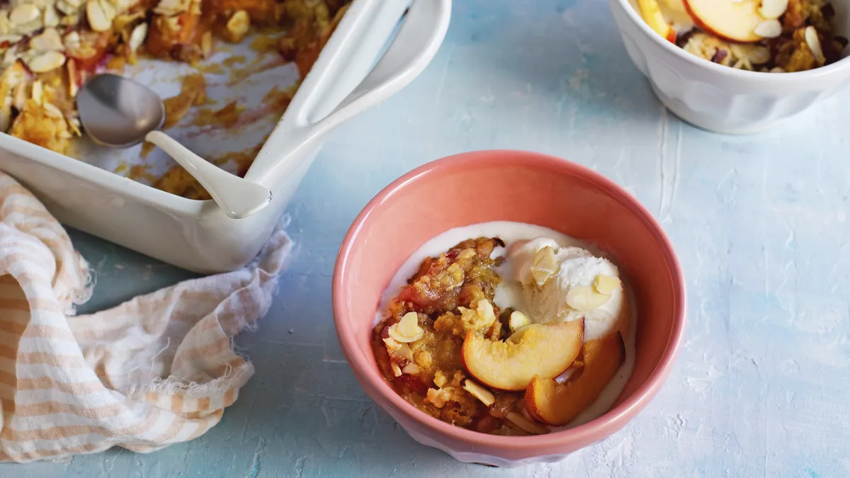 Five-Ingredient Peach-Almond Dump Cake