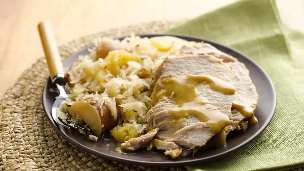 Slow-Cooker Pork Roast and Sauerkraut Dinner