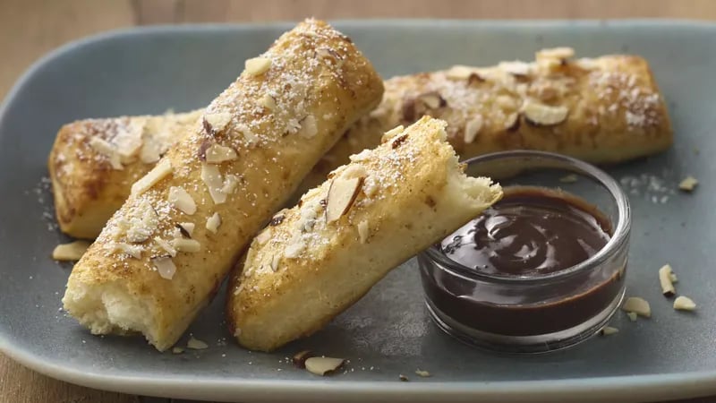 Toasted Almond Sticks with Chocolate Orange Sauce