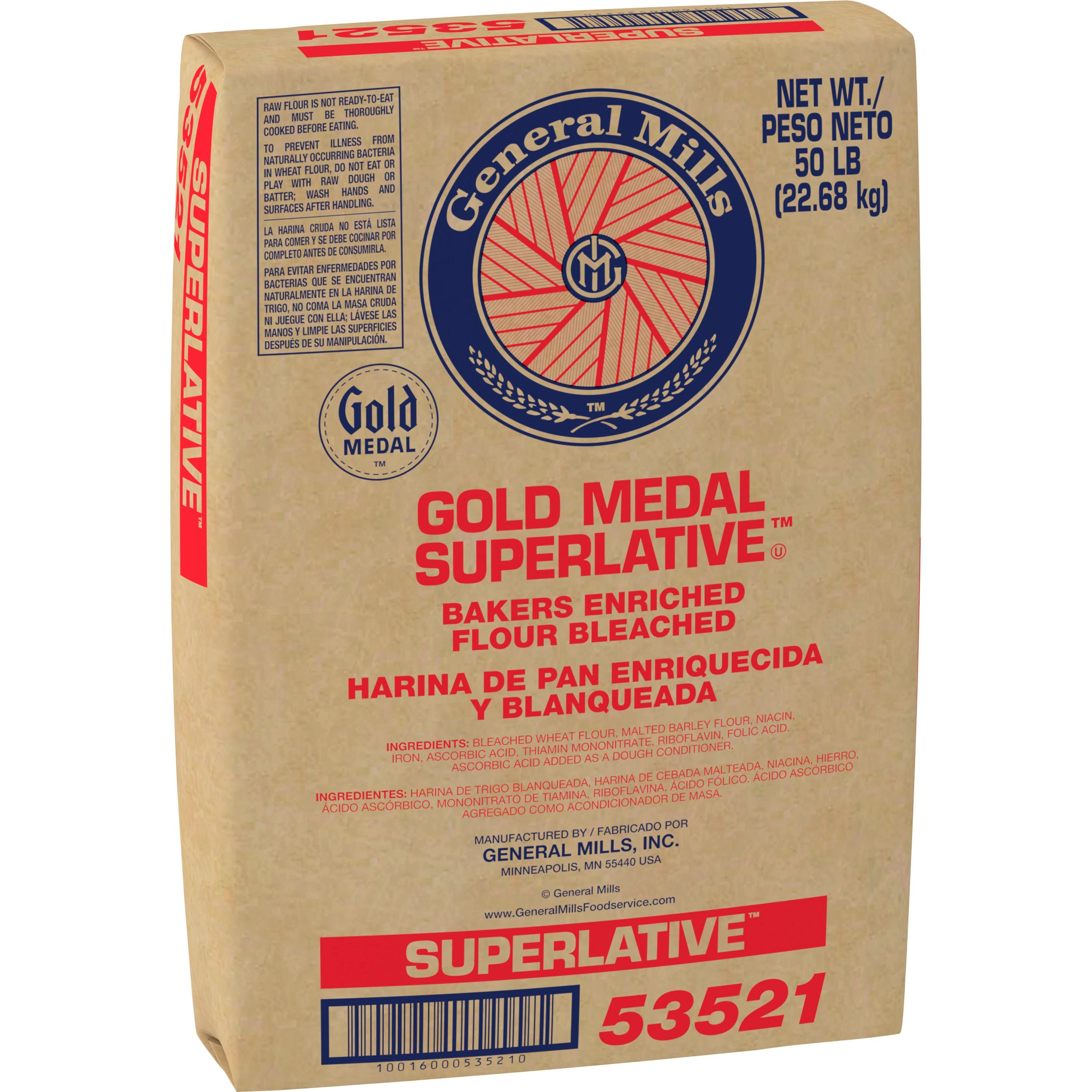 Case - Left Front 3D Gold Medal(TM) Superlative(TM) Bakers Flour Enriched Bleached 50 lb