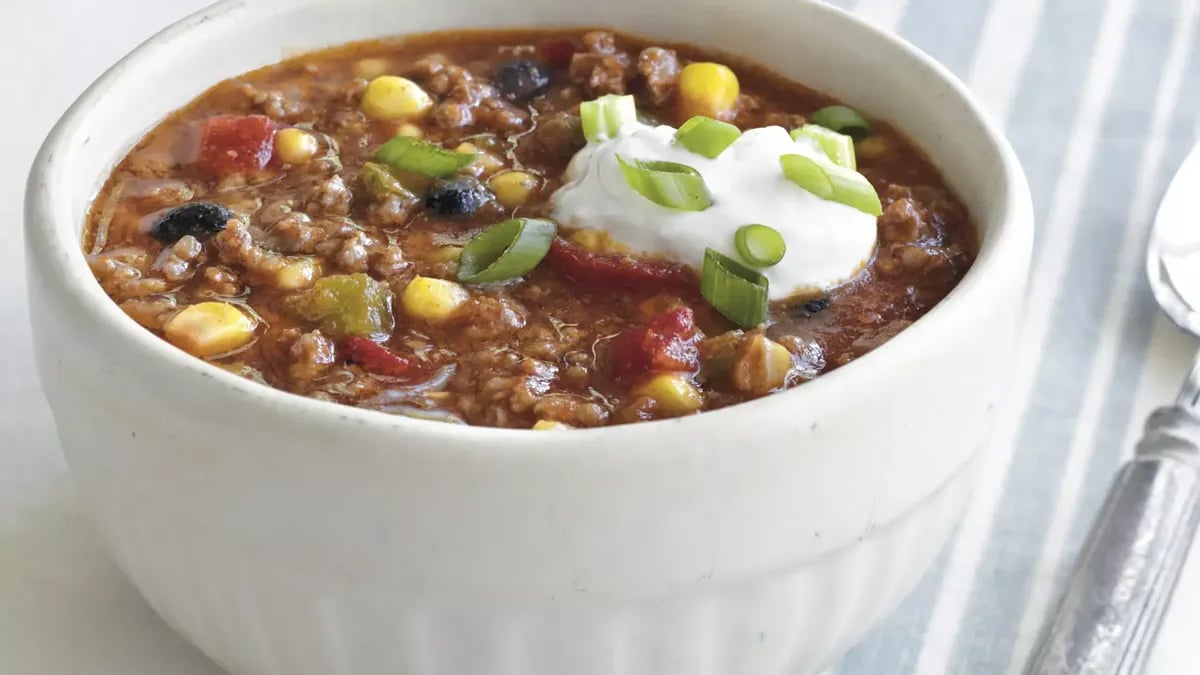 Beefy Corn and Black Bean Chili