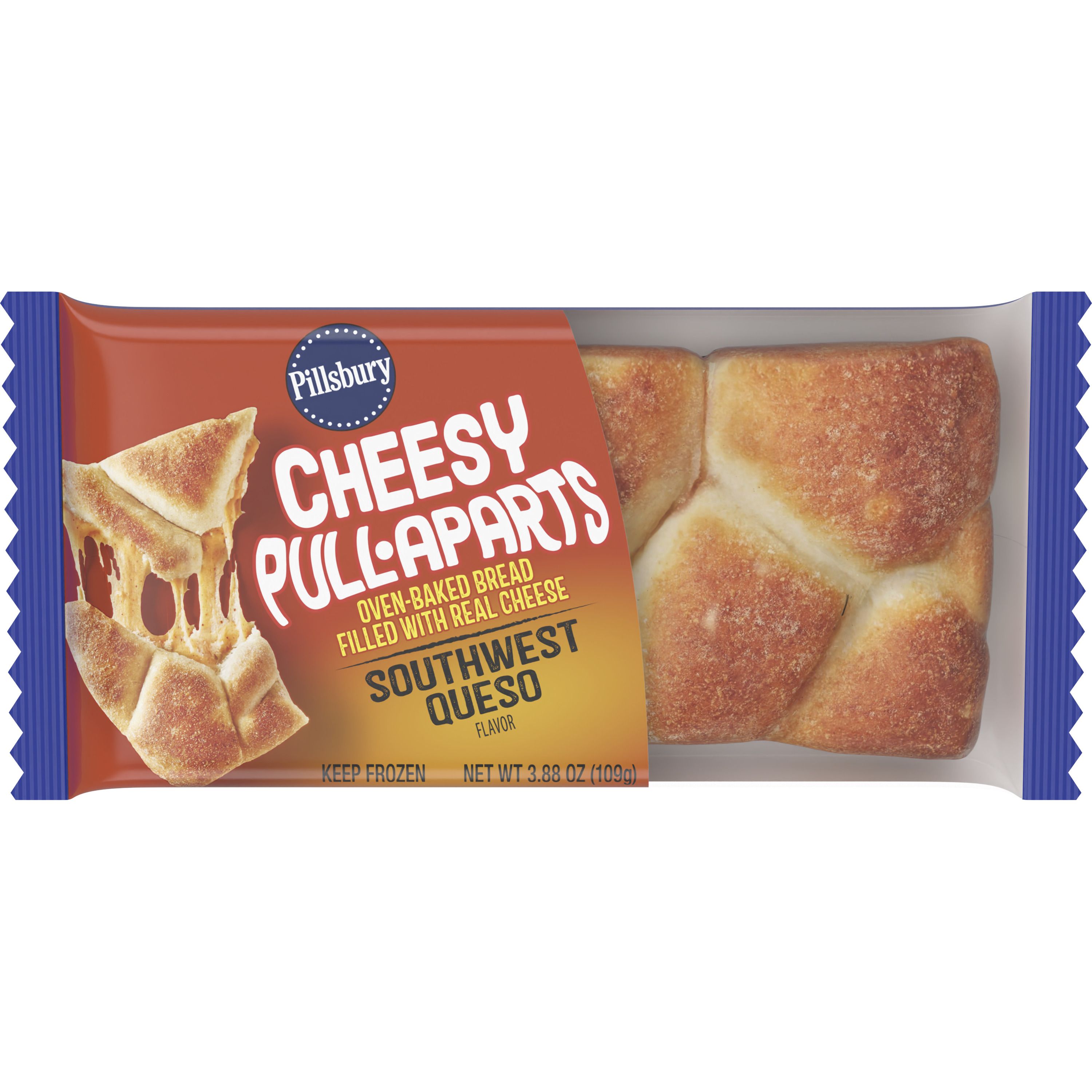 Front - 3D Pillsbury Frozen Meals Cheesy Pull-Aparts Single Serve Pouch Southwest Queso 72/3.88 OZ