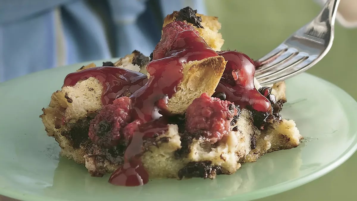 Chocolate Raspberry Bread Pudding