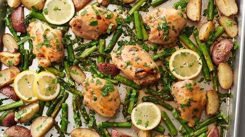 Herby Feta Lemon Chicken and Veggie Sheet Pan Dinner