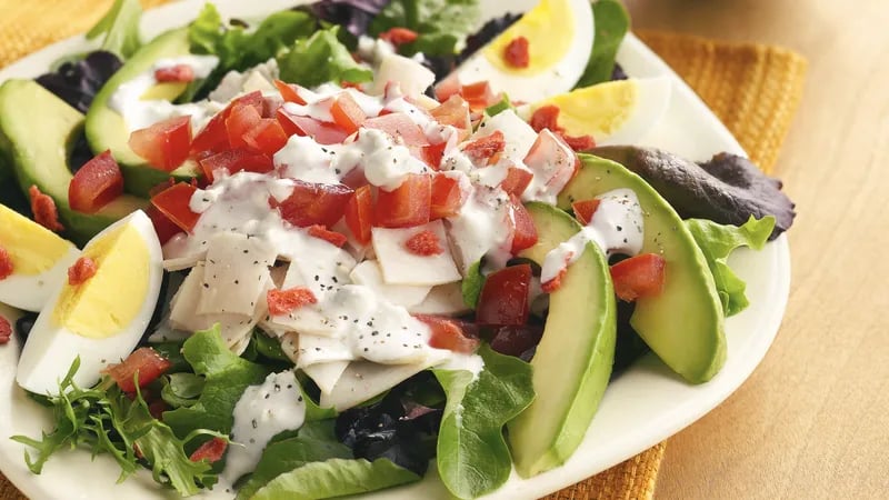 Individual Chicken Cobb Salads with Blue Cheese Dressing