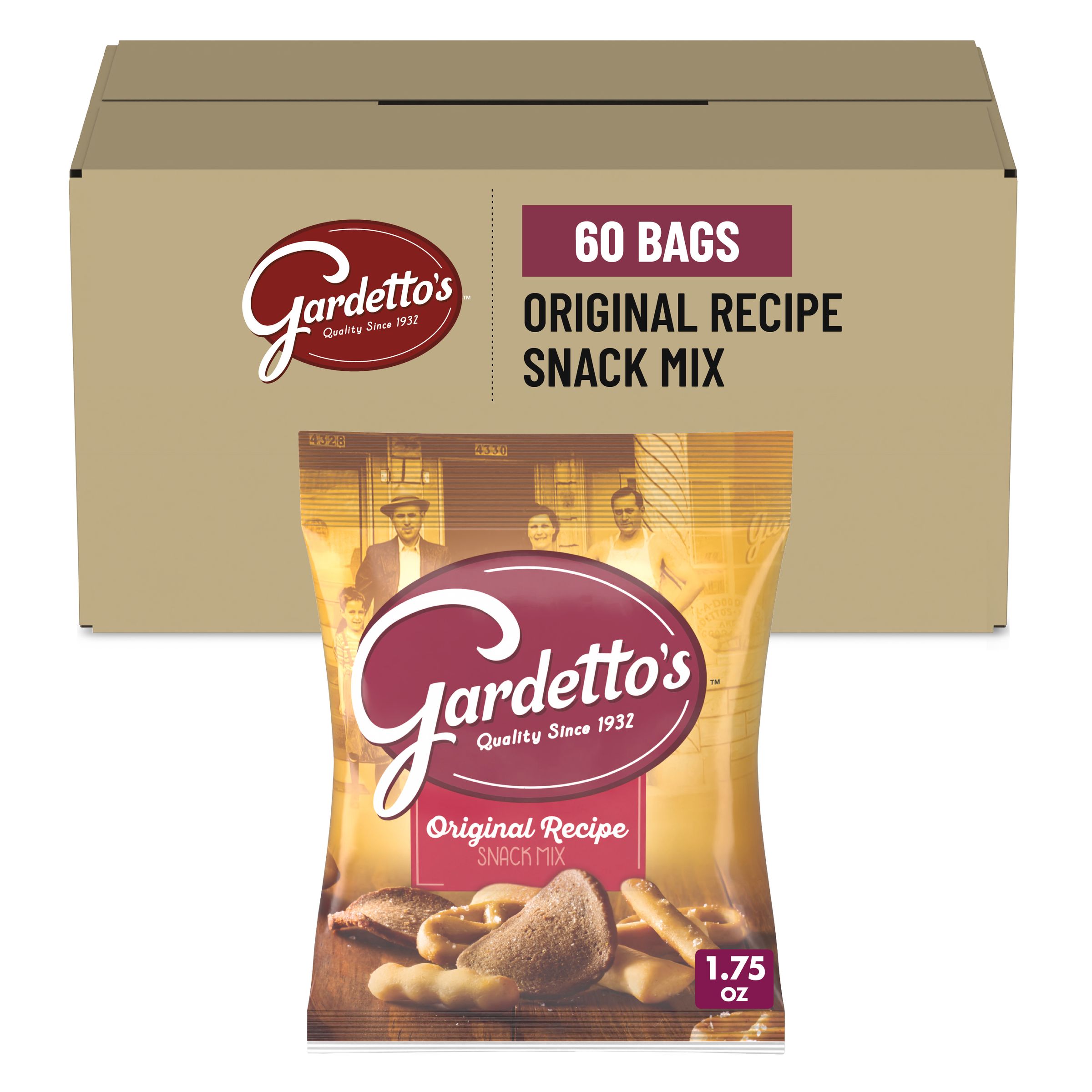  Case Optimized Hero Gardetto's Snack Mix Single Serve Pouch Original Recipe 60/1.75 OZ