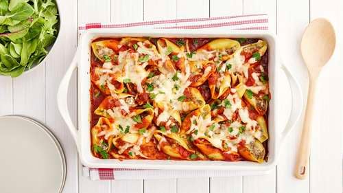 Meat Stuffed Shells - The Pasta Twins