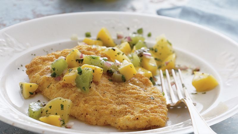 Crispy Baked Fish with Tropical Salsa