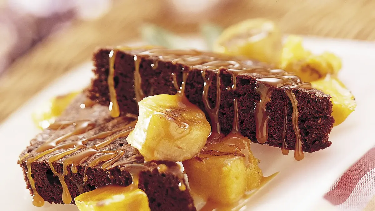 Tropical Turtle Brownies with Grilled Fruit