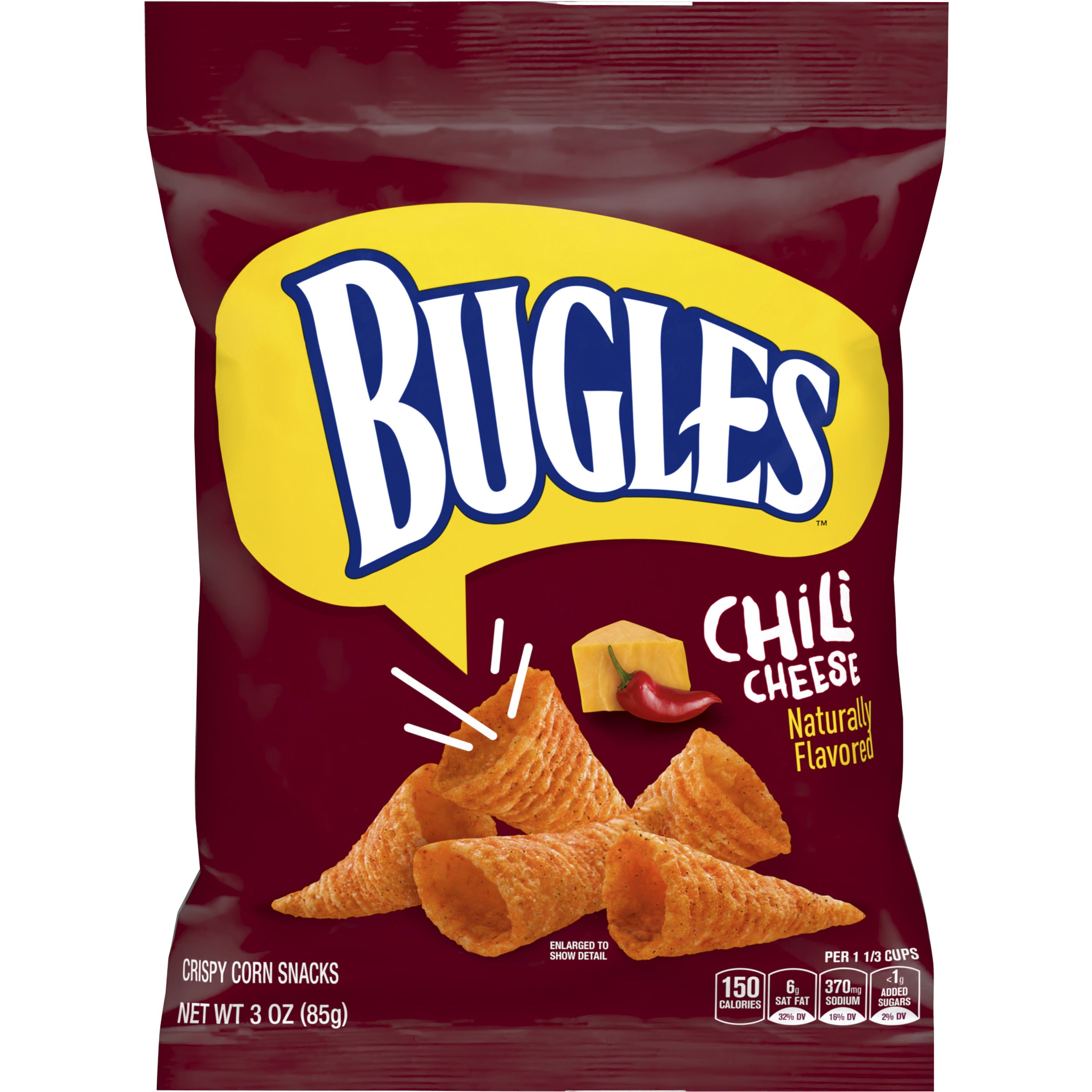 Front - 3D Bugles Salty Snack Bag Chili Cheese 6/3 OZ