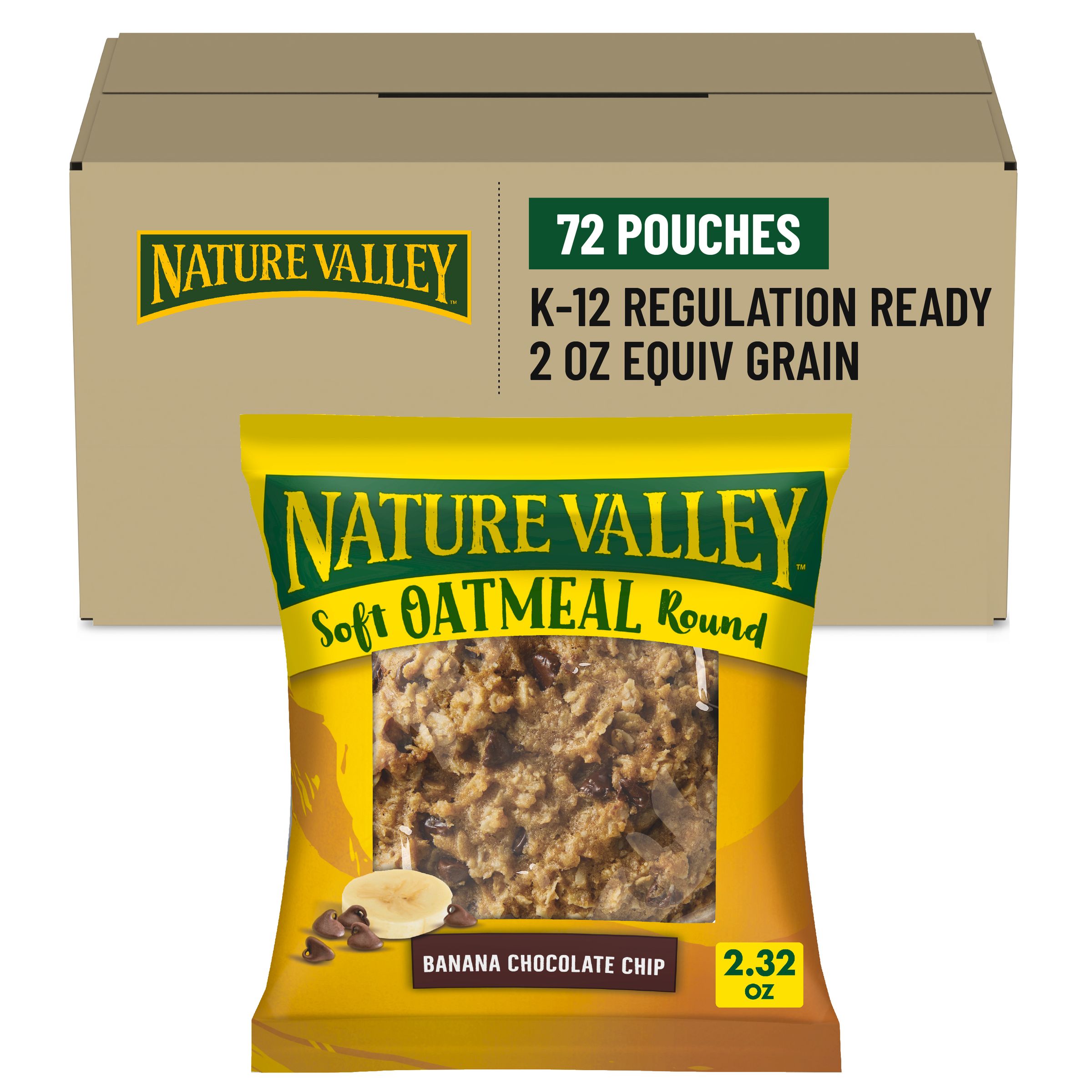  Case Optimized Hero Nature Valley Frozen Meals Oatmeal Round Single Serve Pouch Banana Chocolate Chip 72/2.32 OZ