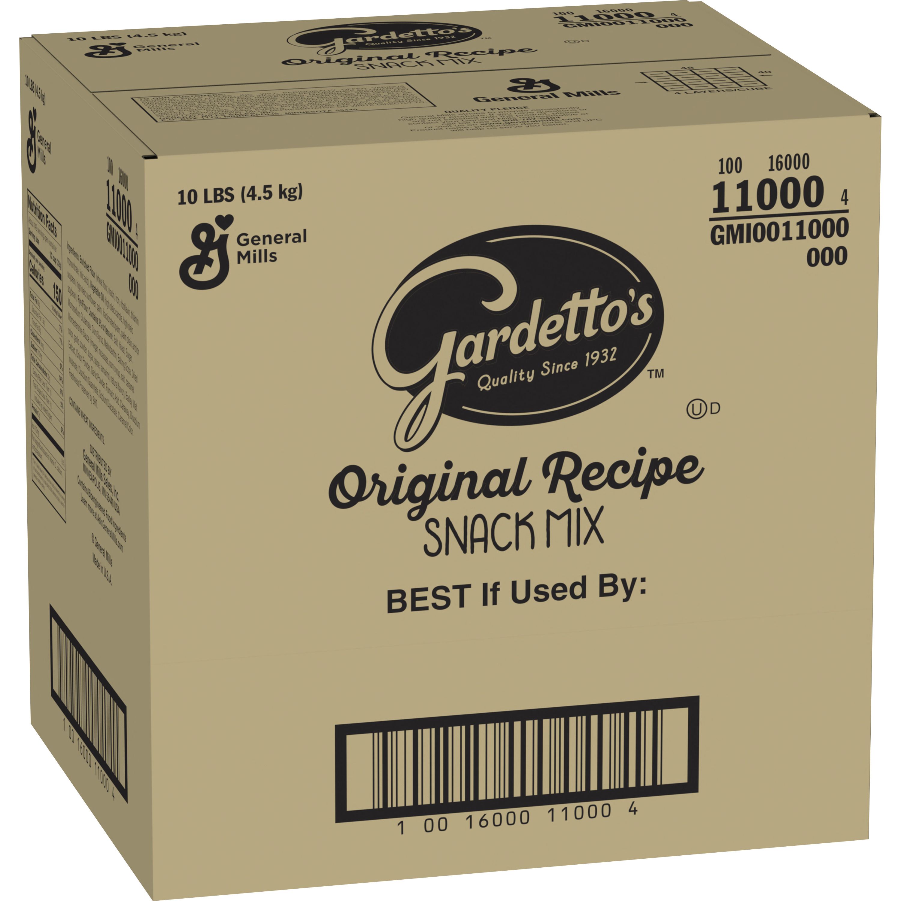 Case - Left Front 3D Gardetto's Snack Mix Bulk Original Recipe 1/10 LB