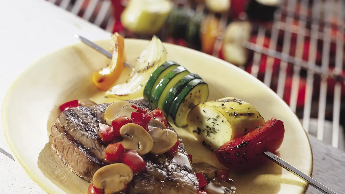 Grilled Steaks with Teriyaki Mushrooms