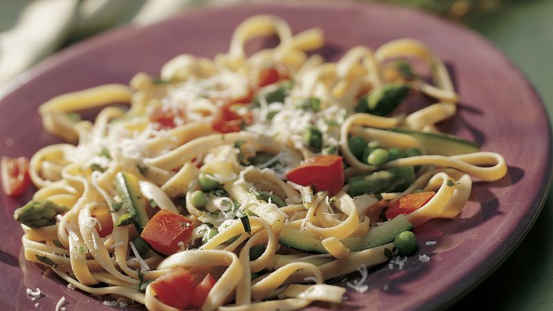 Whole Wheat Fettuccine with Spring Vegetables