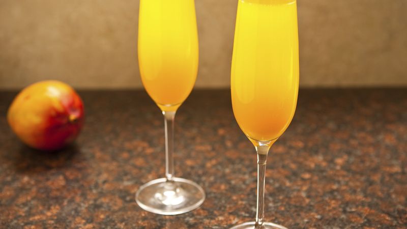 Mango-Peach Champagne Cocktail