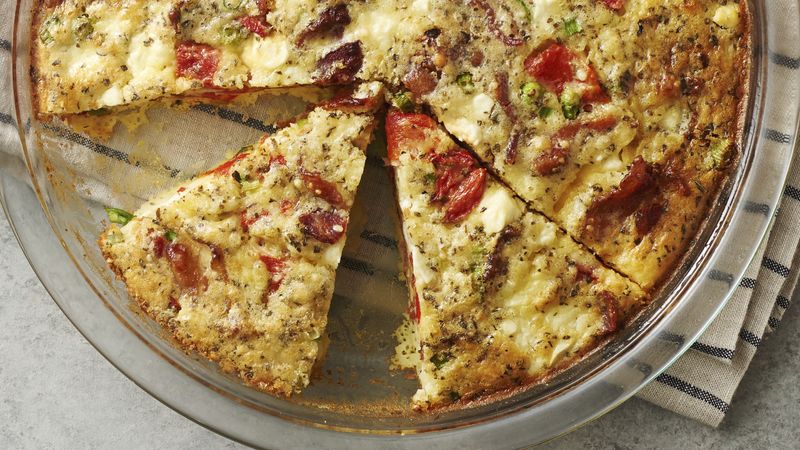 Impossibly Easy Roasted Peppers and Feta Cheese Pie 