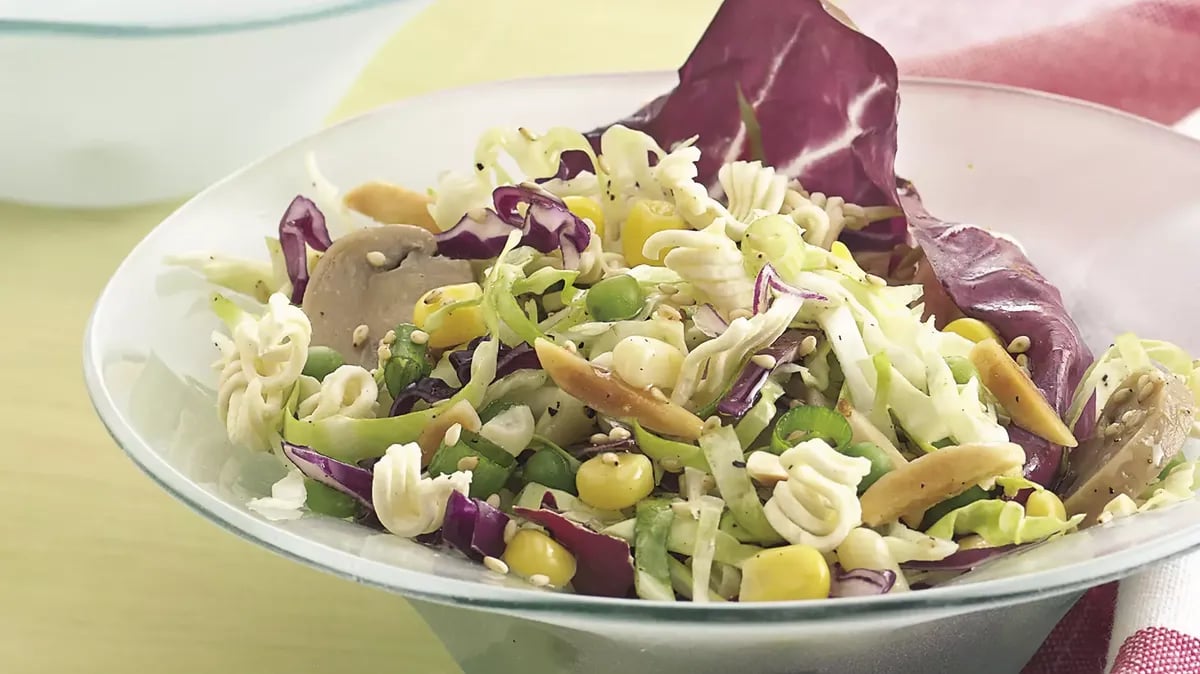 Cabbage Salad Vinaigrette with Crunchy Noodles