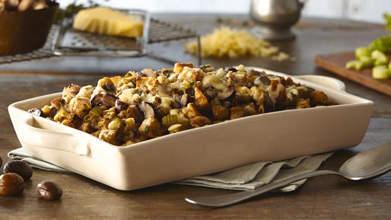 Vegetarian Ciabatta Stuffing with Mushrooms and Chestnuts