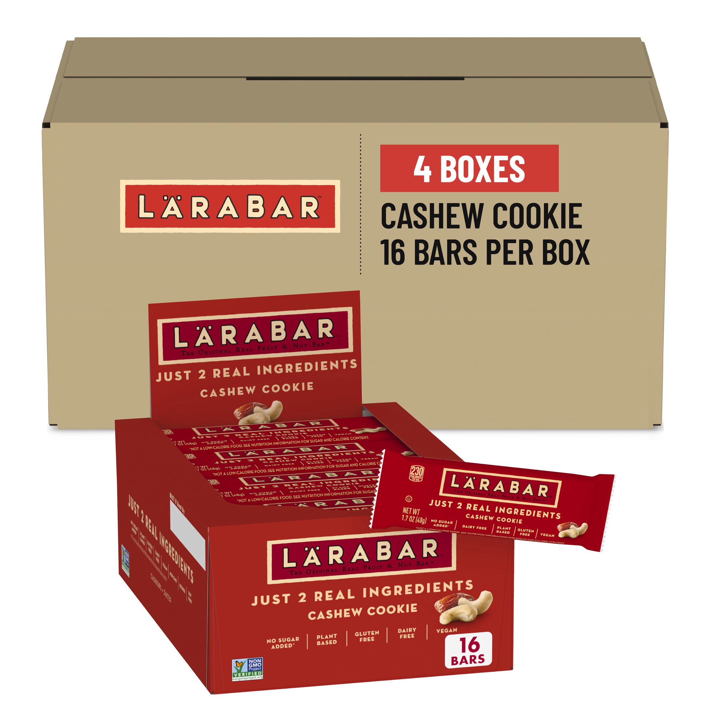  Case Optimized Hero Larabar Fruit & Nut Bar, Cashew Cookie, Gluten Free, 16 ct, 27.2 oz