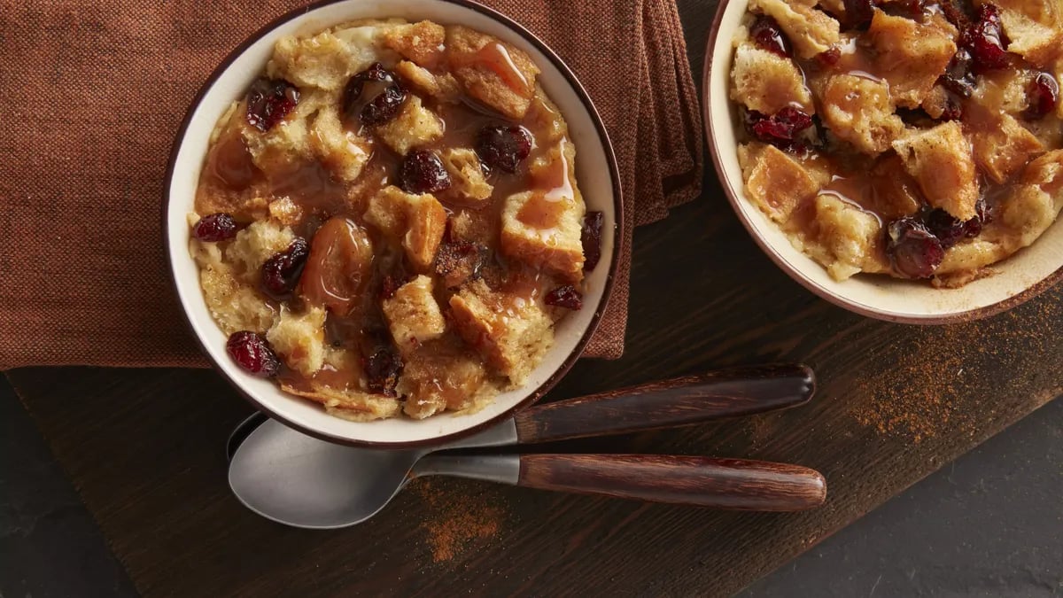 Personal Bread Puddings with Caramel-Whiskey Sauce