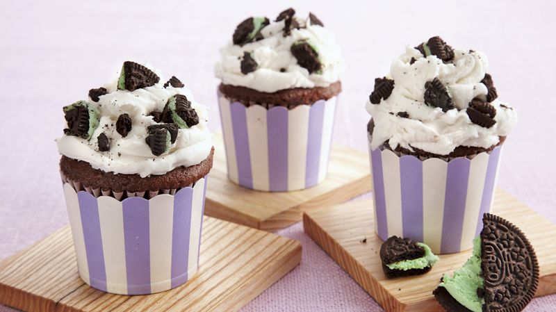 Mint Oreo™ Cookies and Cream Cupcakes