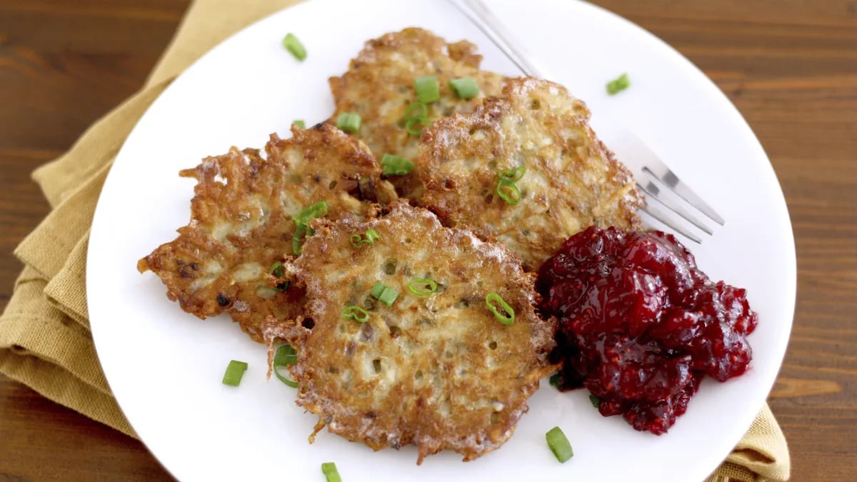 Potato Latkes with Cranberry Sauce