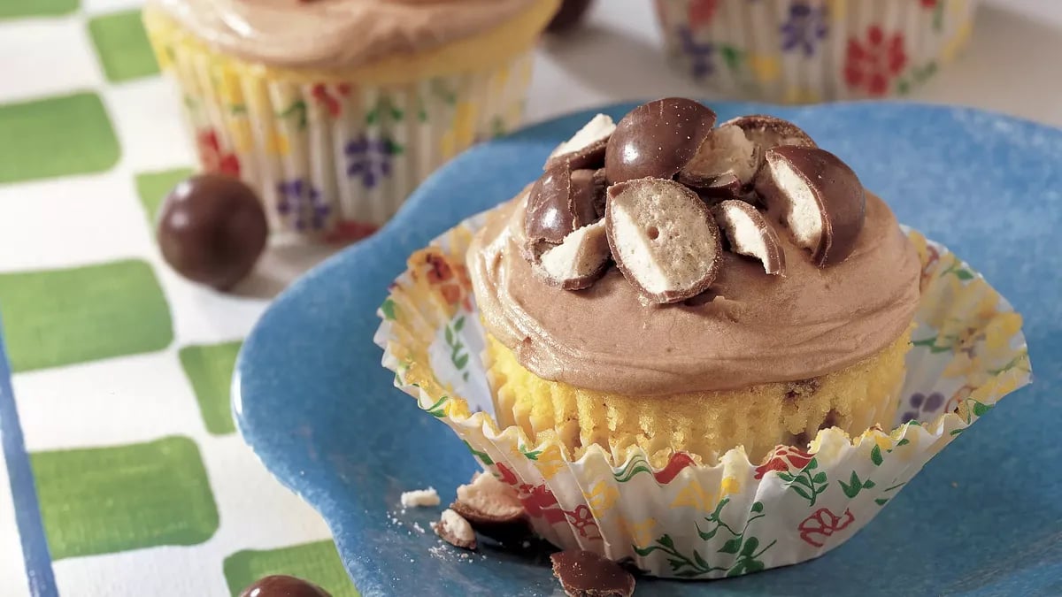 Malted Milk Ball Cupcakes