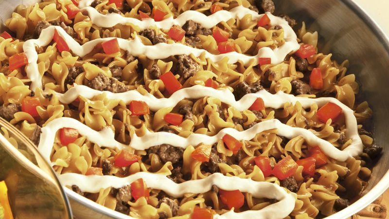 Beef Pasta with Crema and Tomatoes