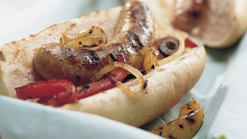 Grilled Italian Sausages with Peperonata