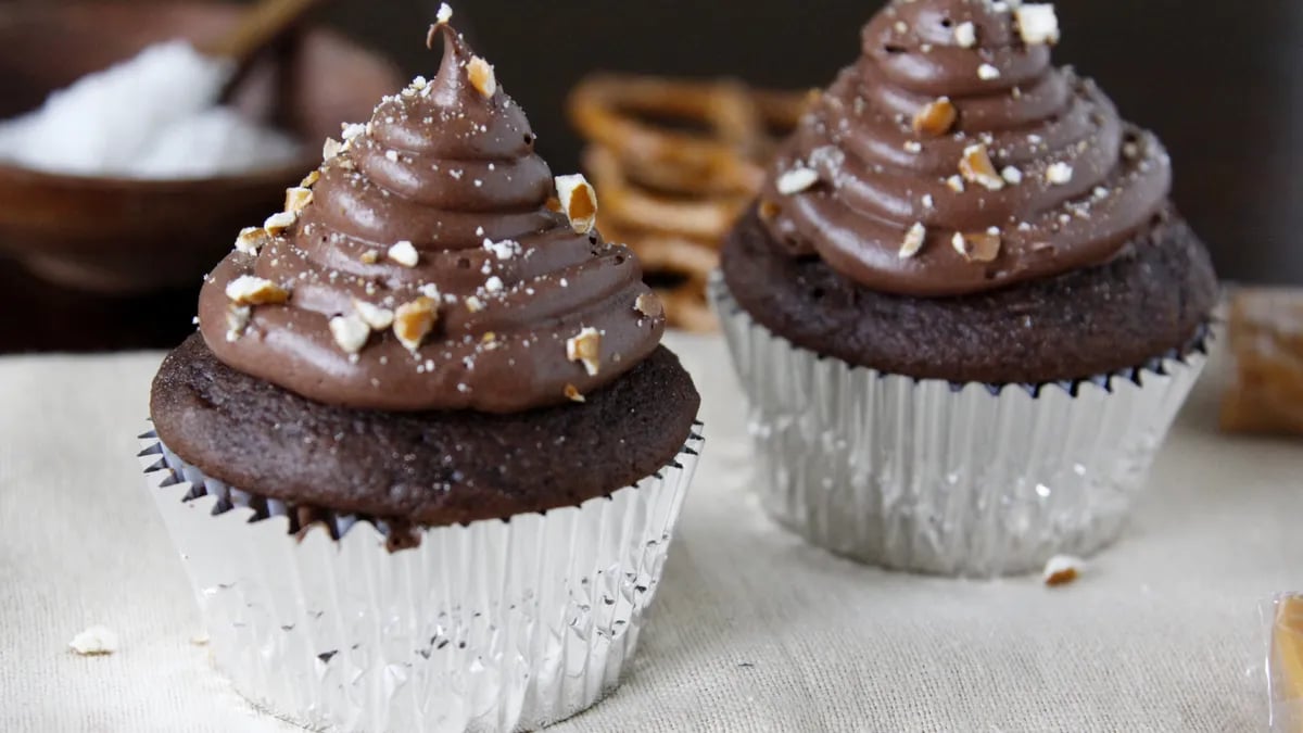 Chocolate Cupcakes with Salted Caramel Center Surprise