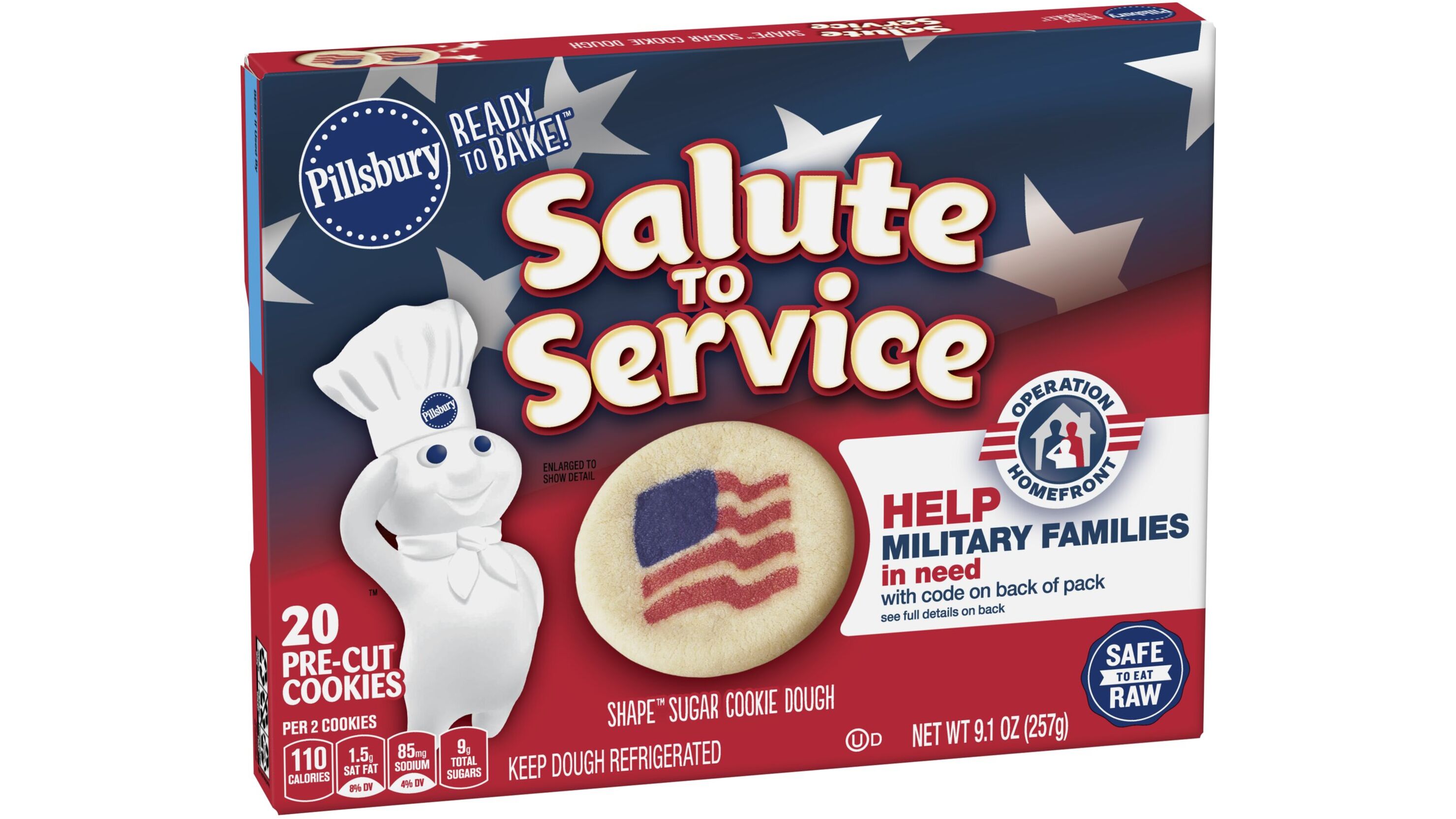 Pillsbury Shape Flag Sugar Cookie Dough, Salute To Service, 20 Pre-Cut ...