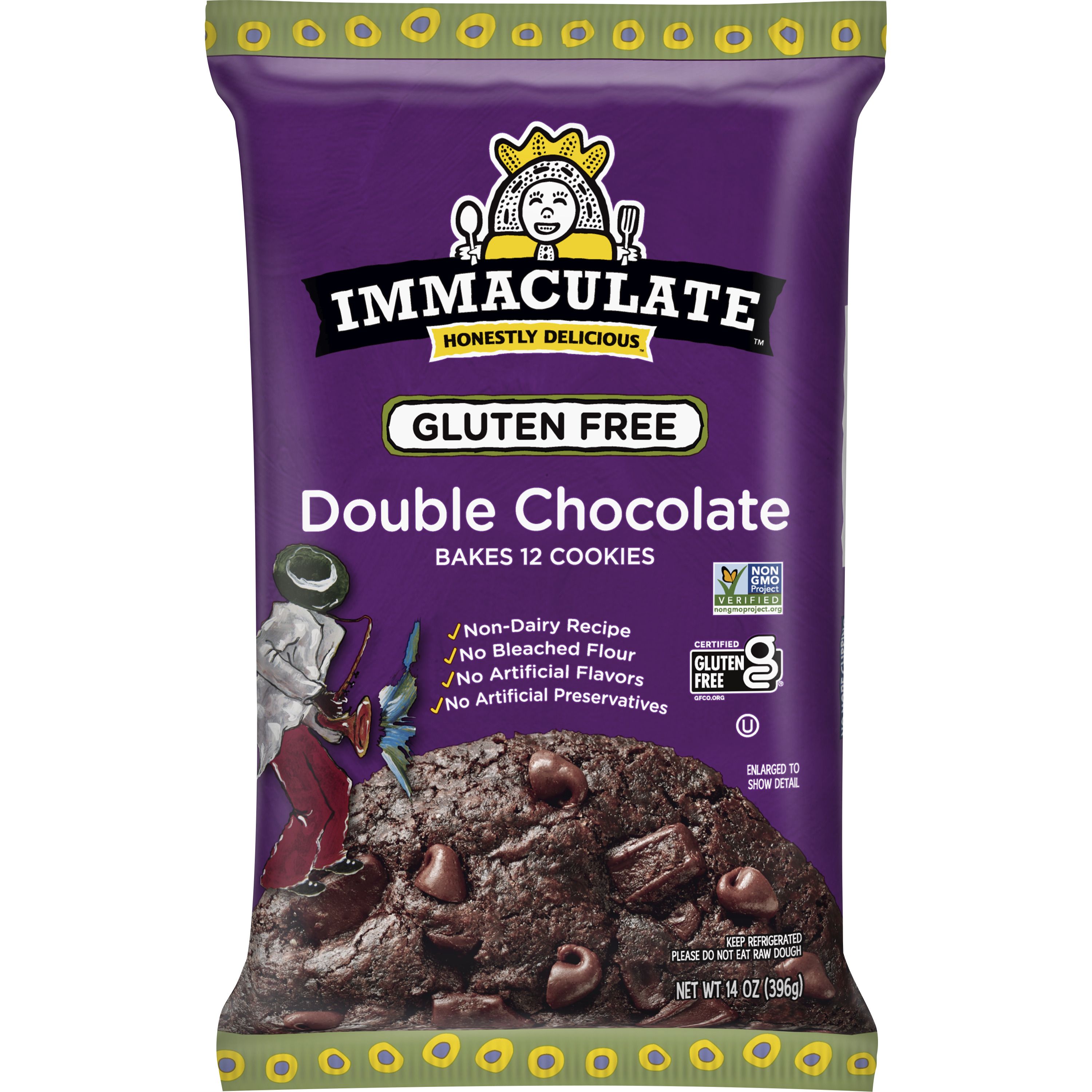 Immaculate Baking Gluten Free Double Chocolate Cookie Dough, 12 Cookies, 14 oz. - Front