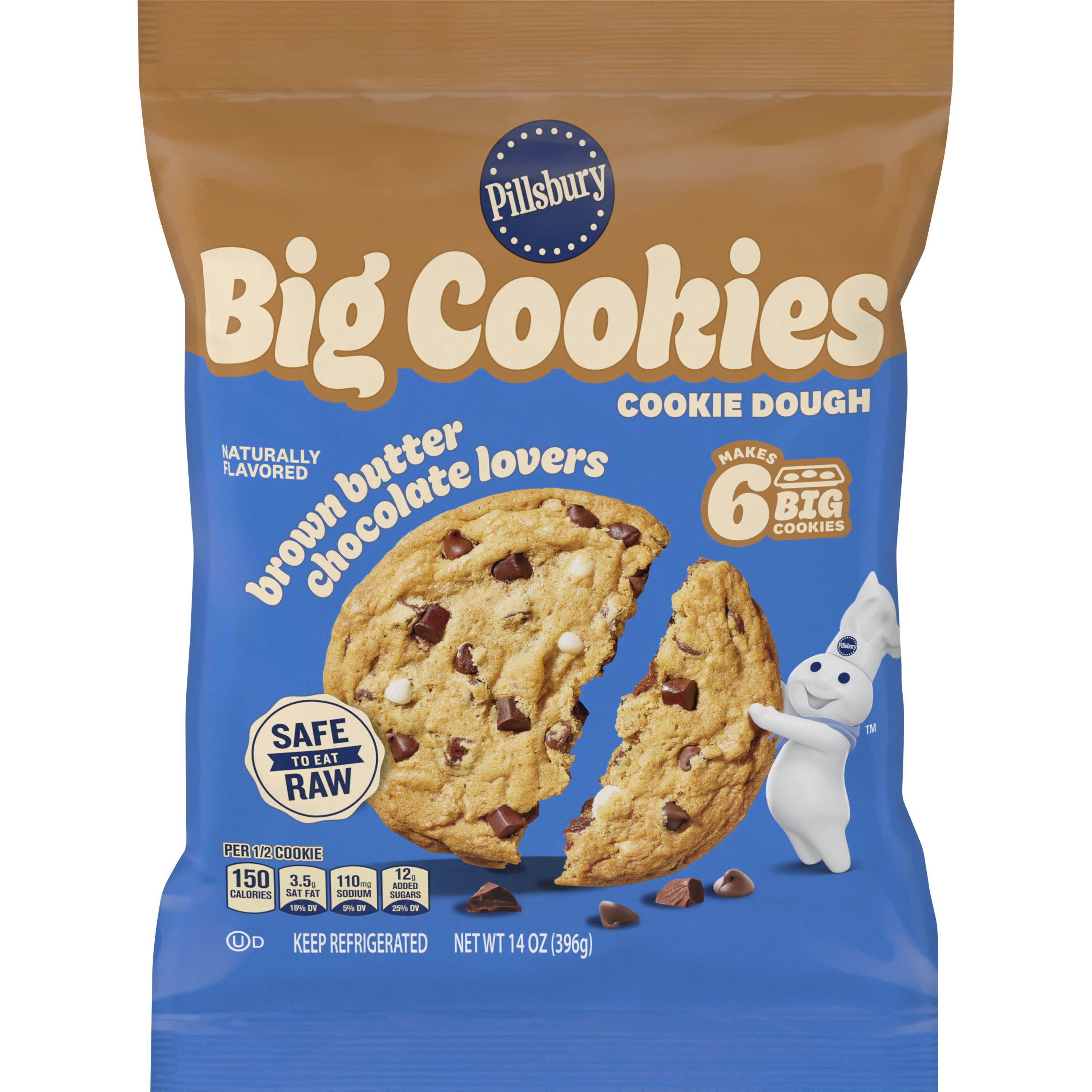 Pillsbury™ Big Cookies Brown Butter Chocolate Lovers Cookie Dough - Front