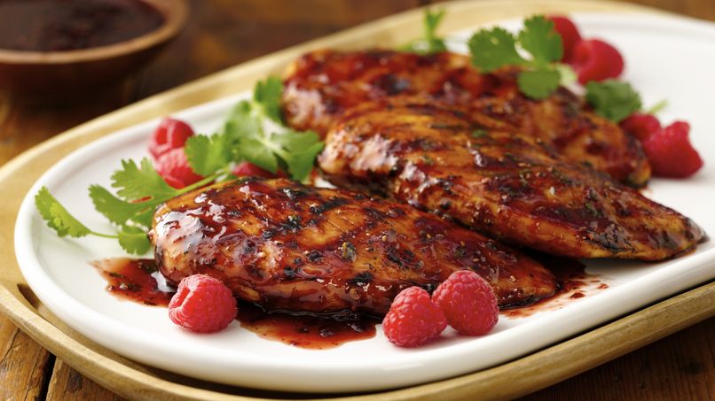 Grilled Chicken with Raspberry-Chipotle Glaze