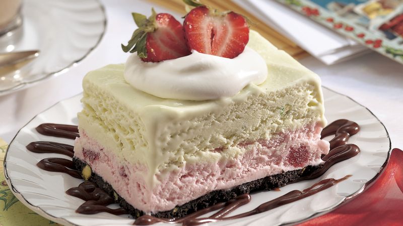 Frozen Strawberry-Pistachio Dessert