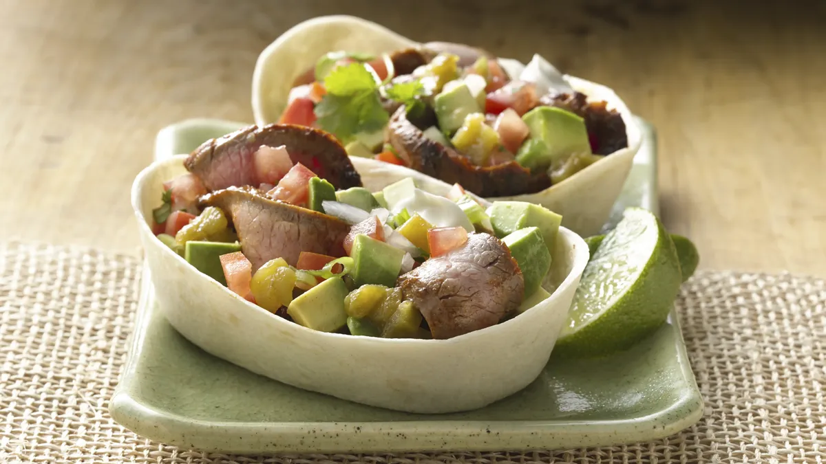 Zesty Steak & Avocado Tortilla Bowls