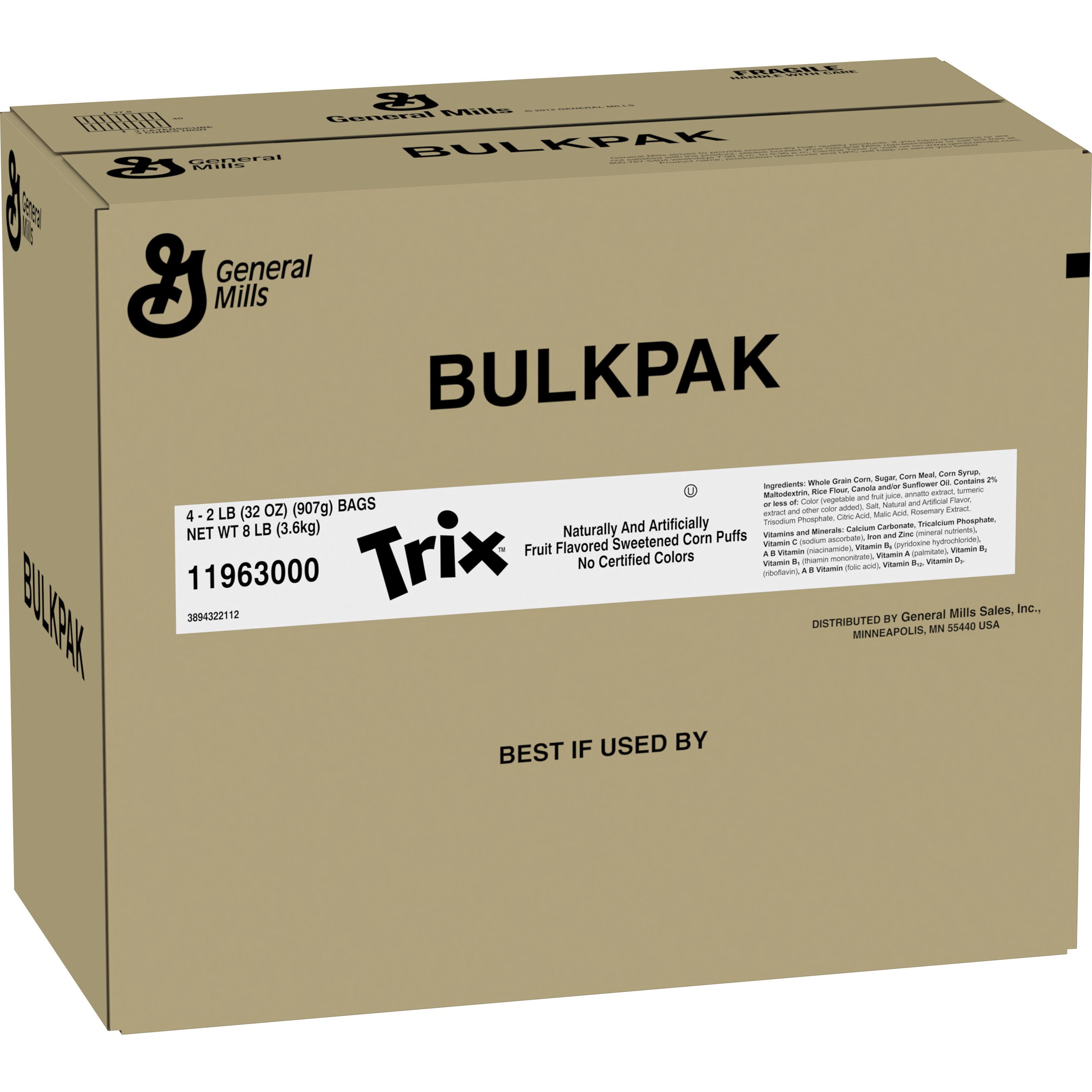 Case - Left Front 3D Trix Cereal Bulk Bag 4/32 OZ 