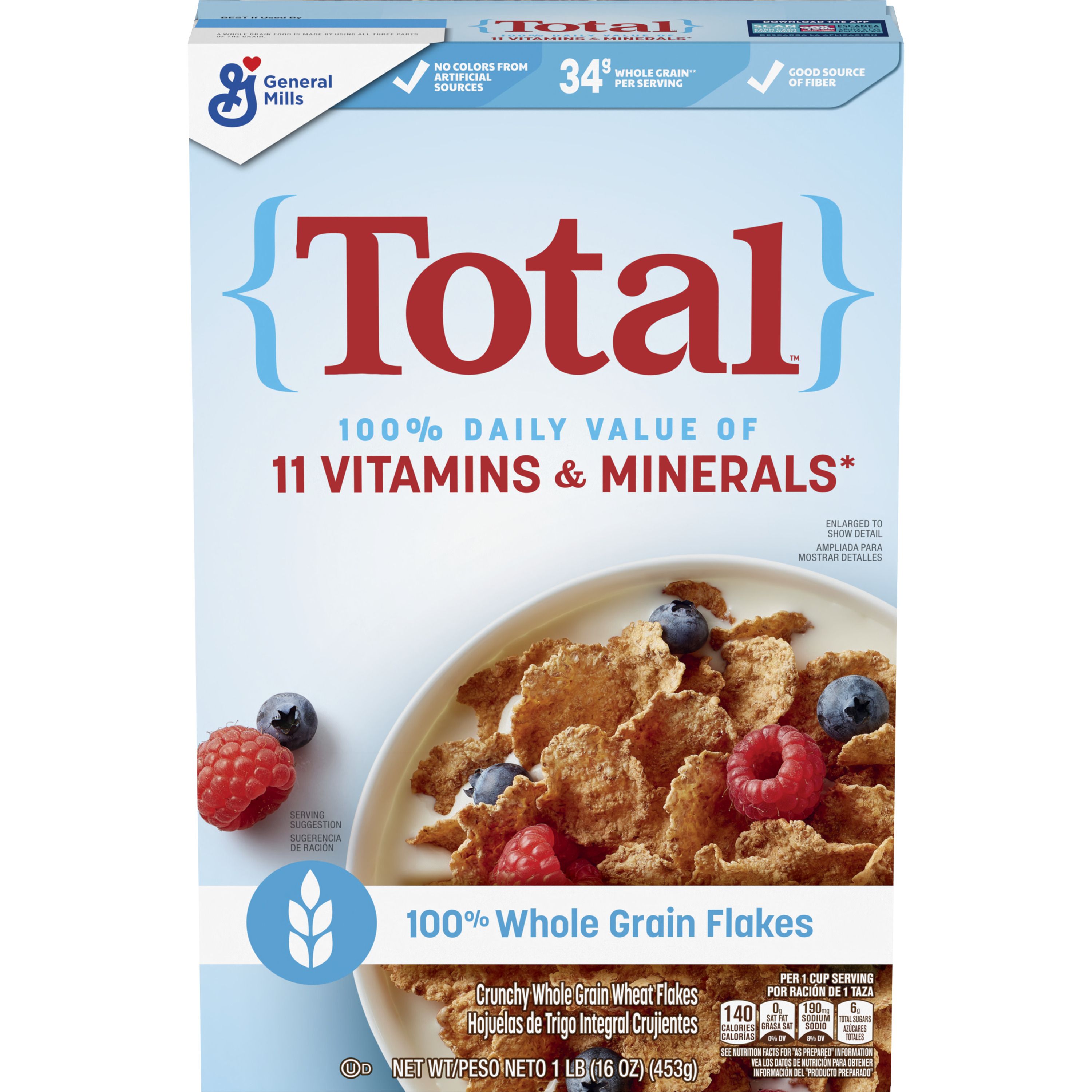 Front - 3D Total(TM) Whole Grain Cereal Box 16 oz