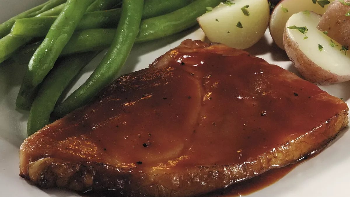 Ham Steak with Apple Barbecue Sauce