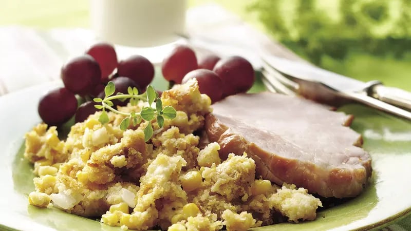 Smoked Pork Chops with Tex-Mex Cornbread Stuffing