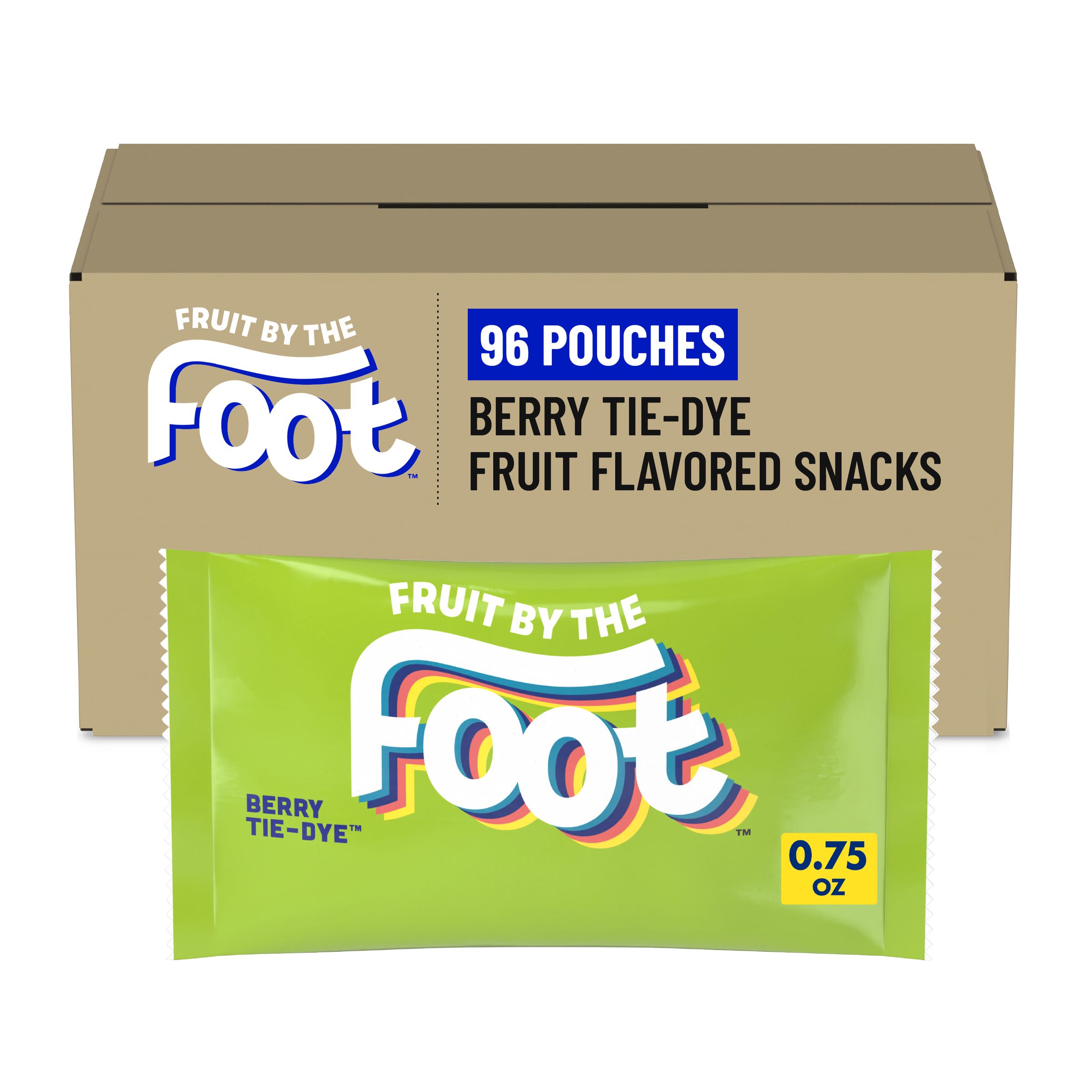  Case Optimized Hero Fruit by the Foot Gluten Free Fruit Snacks Single Serve Pouch Berry Tie-Dye 96/0.75 OZ