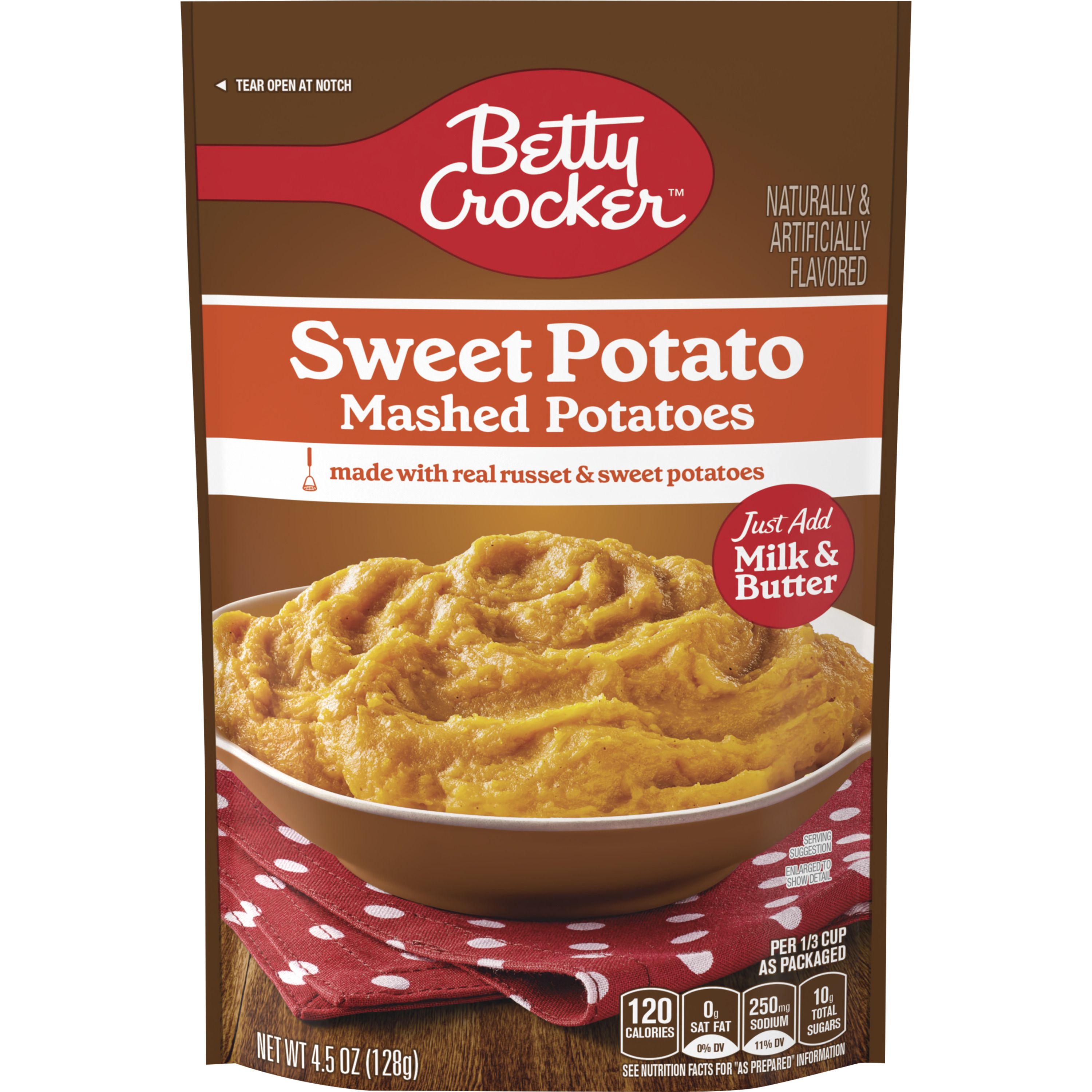 Betty Crocker Sweet Potato Mashed Potatoes, 4.5 oz. - Front
