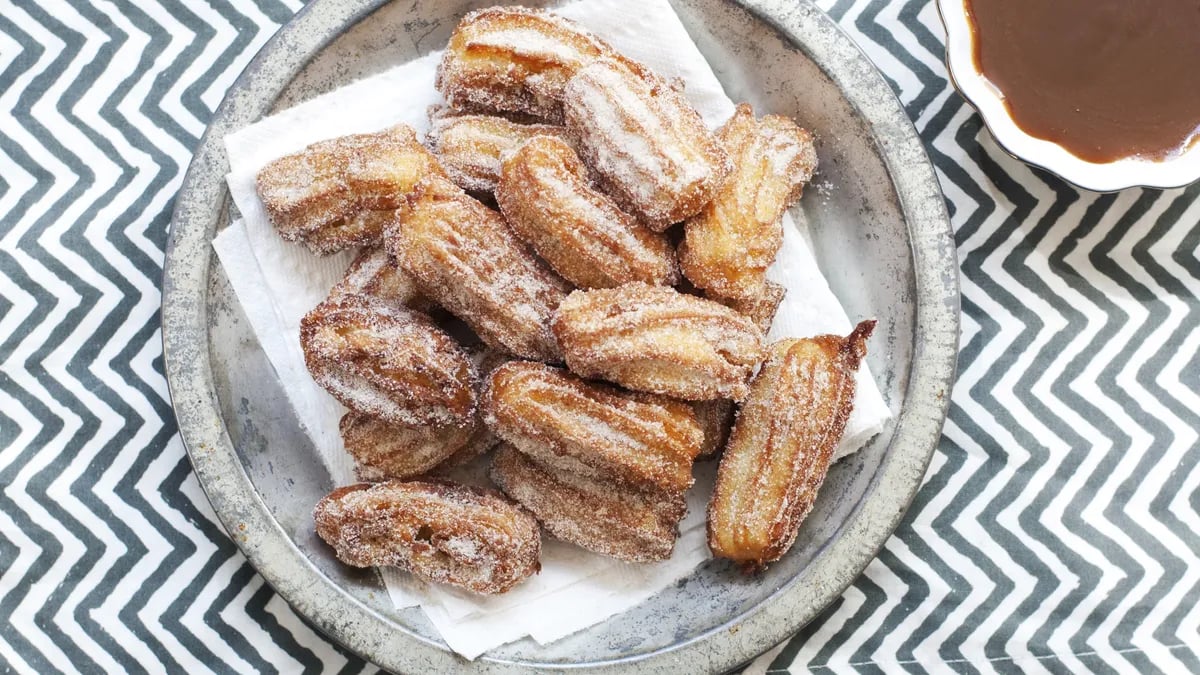 Mini Roasted Apple Churros with Salty Caramel