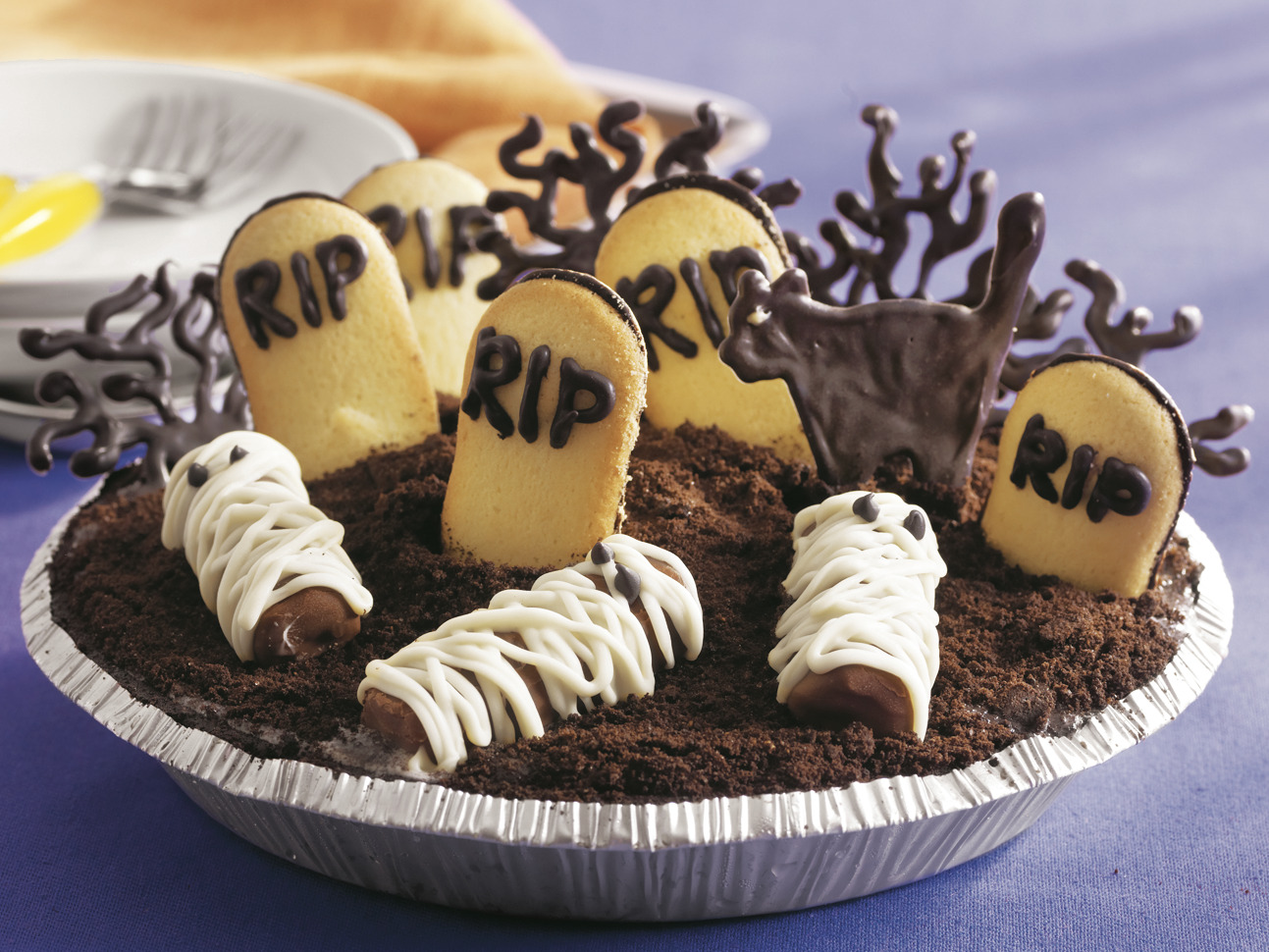 Spooky Graveyard Dirt Cake for Halloween - Bowl Me Over