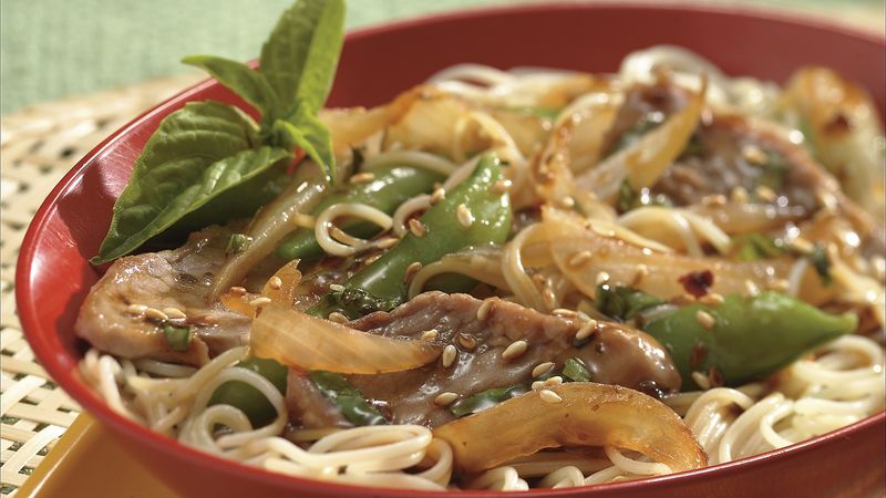 Basil-Pork and Asian Noodles