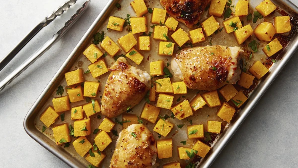 Sheet-Pan Honey-Garlic Chicken and Butternut Squash