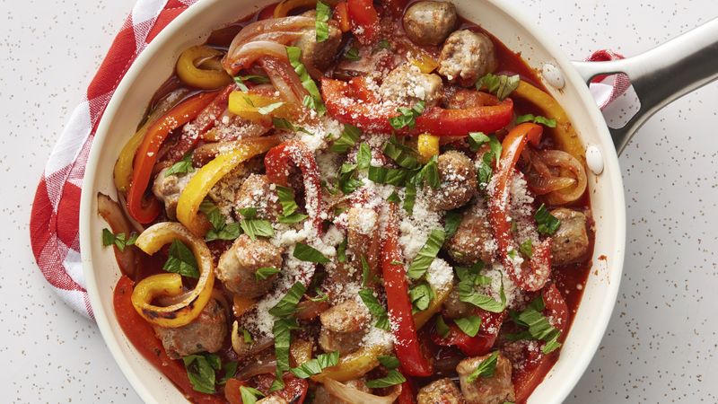 Turkey Sausage, Pepper and Onion Skillet