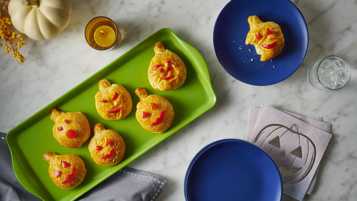 Crescent-Wrapped Cheesy Jack-o'-Lanterns