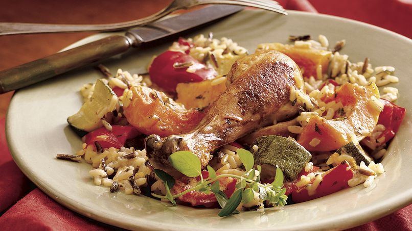 Baked Chicken and Rice with Autumn Vegetables