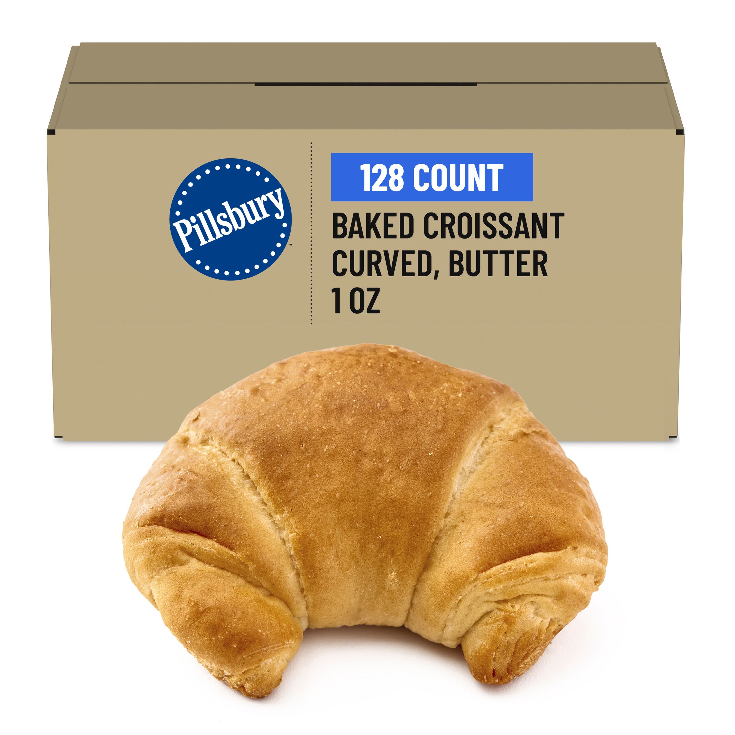  Case Optimized Hero Pillsbury Frozen Baked Croissant Bulk Curved Butter 128/1 OZ